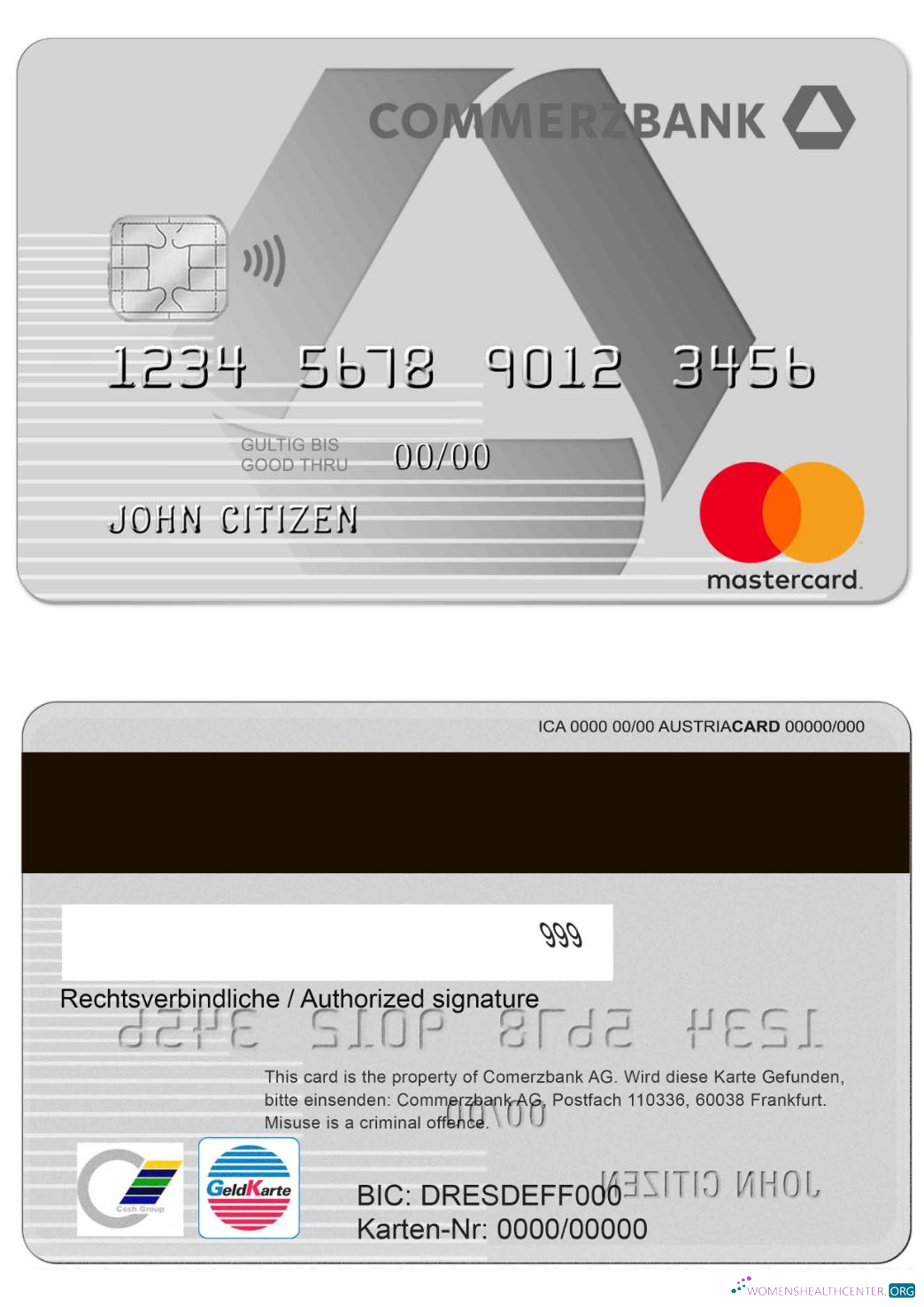 Download Germany Commerzbank Credit Card Photoshop template